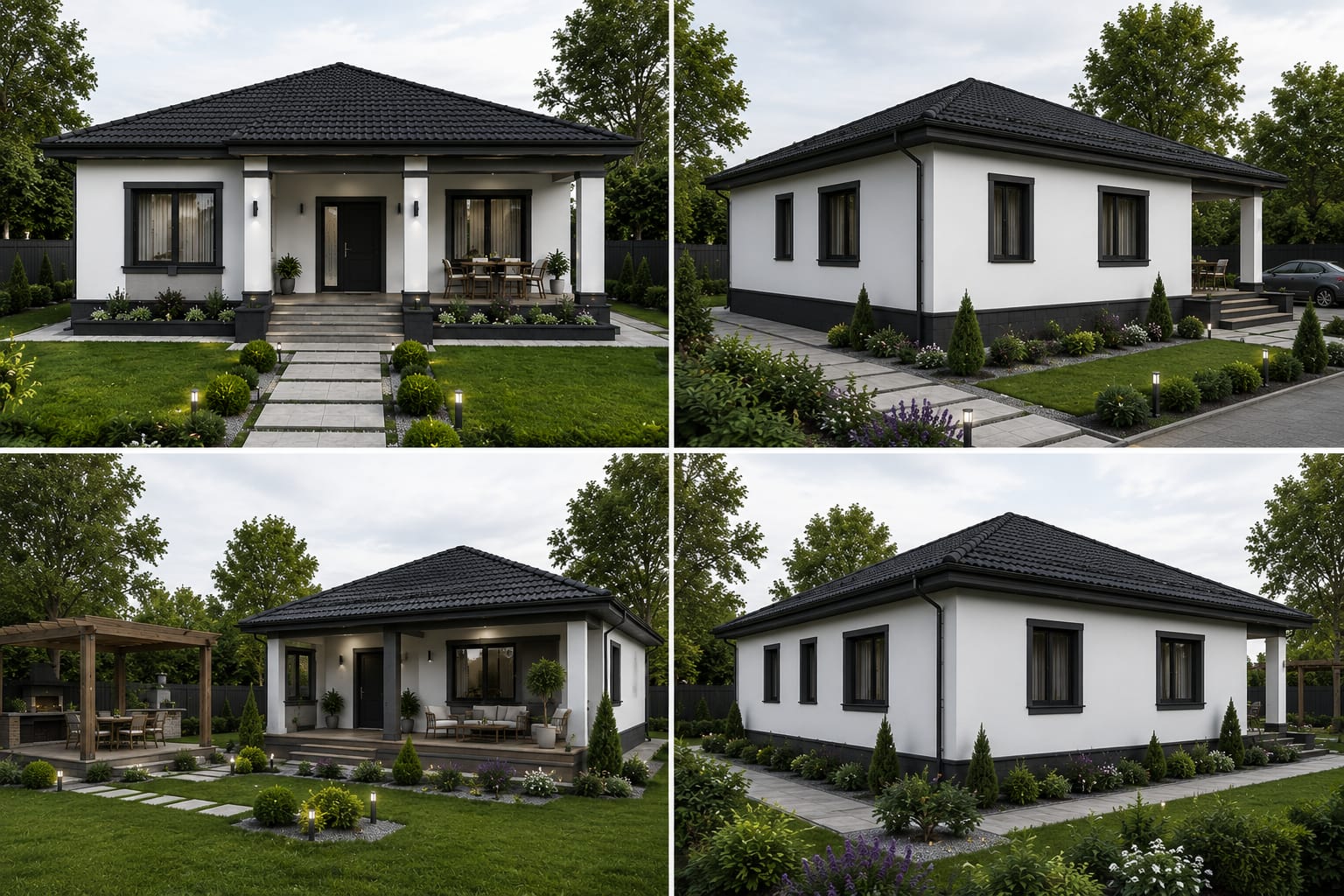 Semih Yapı Yalıtım anahtar teslim tek katlı ev modeli ve farklı cephe görünümleri